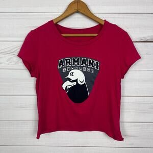 Armani Exchange Pink Cropped Short Sleeve Graphic Tee Size Small‎
